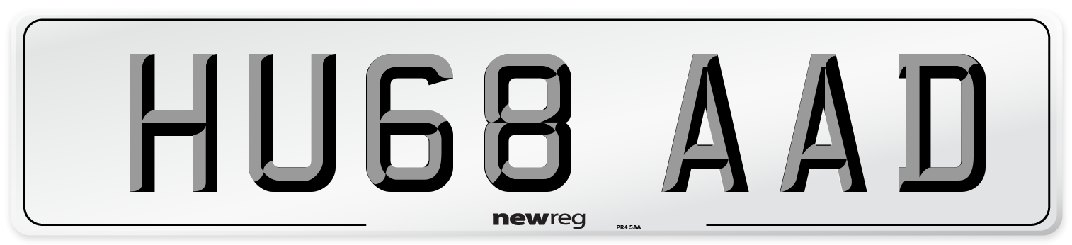 HU68 AAD Number Plate from New Reg